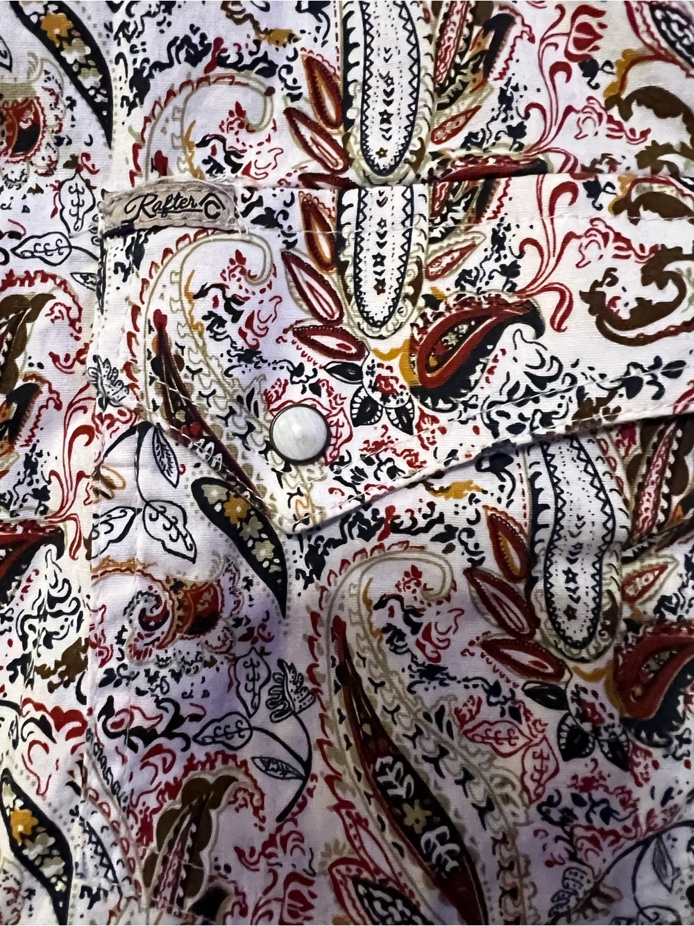 Rafter C Men's White Paisley Button-Down Shirt - Picture 2 of 5